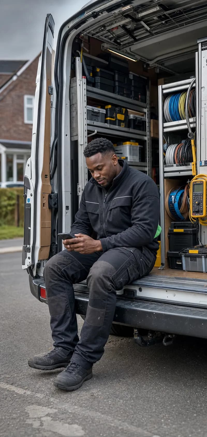 Electrical professional at work