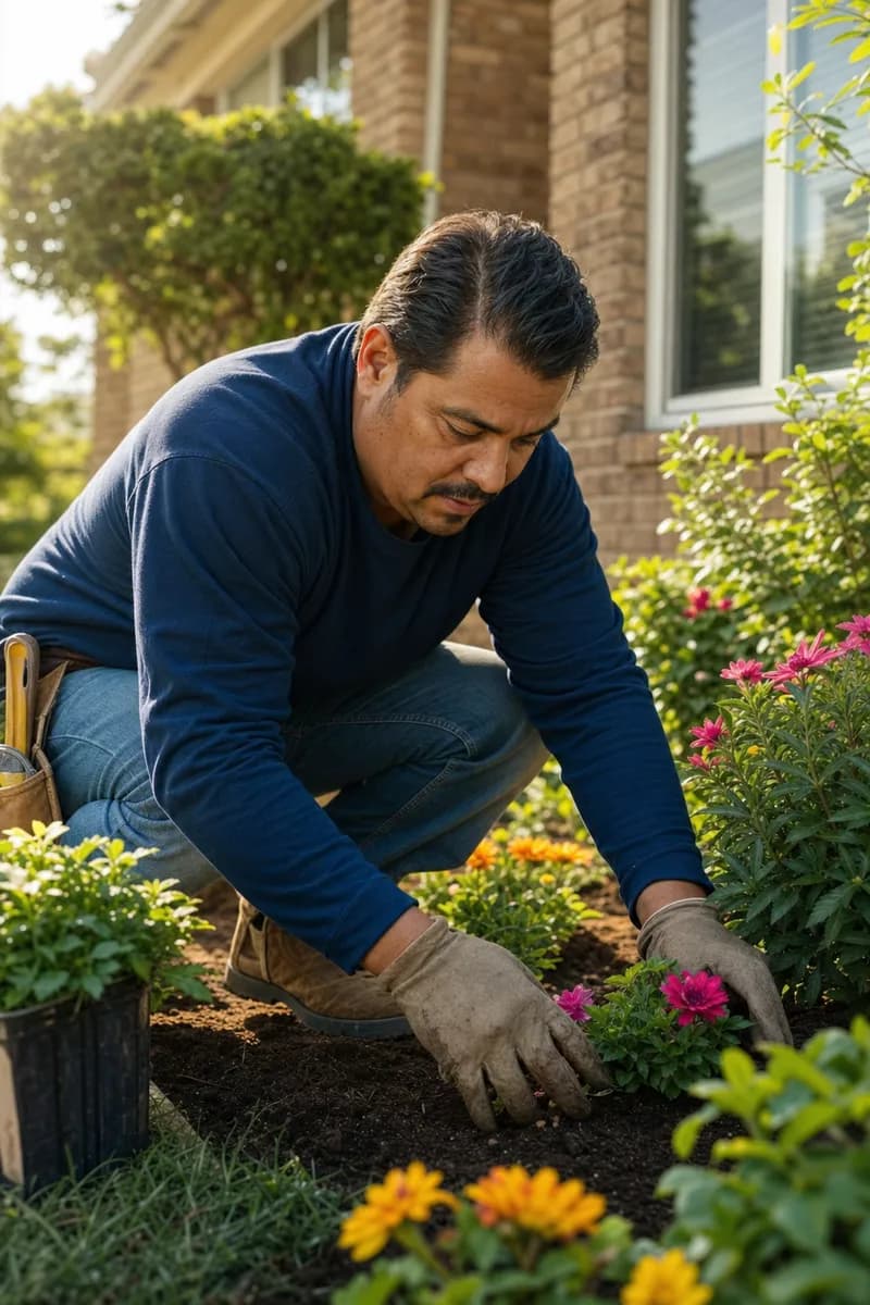 Landscaping professional at work